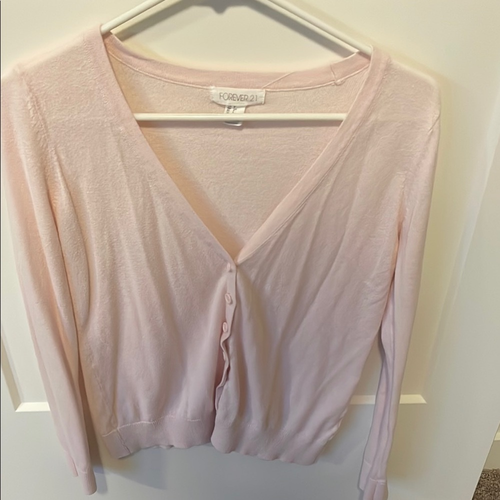 Forever 21 Light Pink V-Neck Cardigan